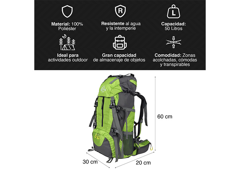 MOCHILA RUTTA 1618950 CAMPING 50 LITROS - 3