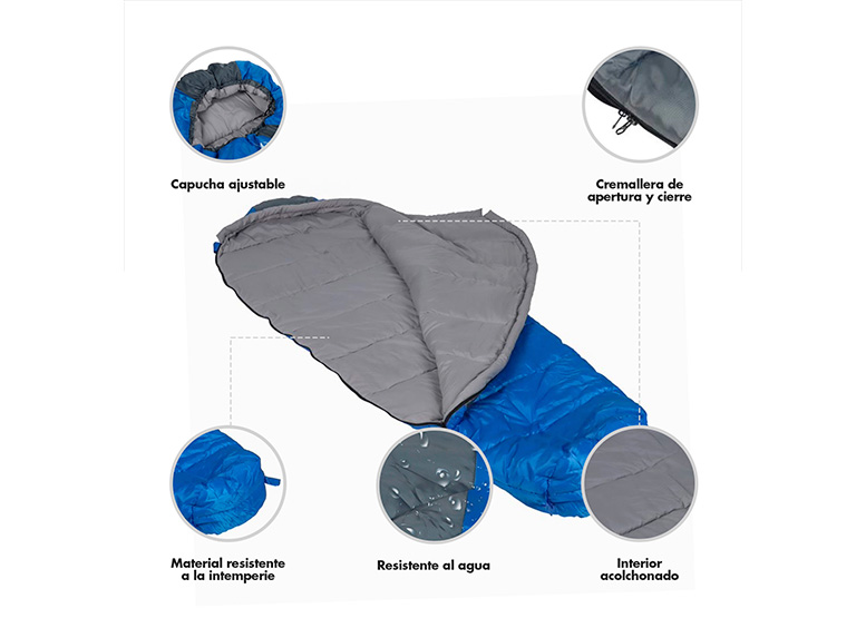 SACO DE DORMIR RUTTA 350 GR AZUL - 5