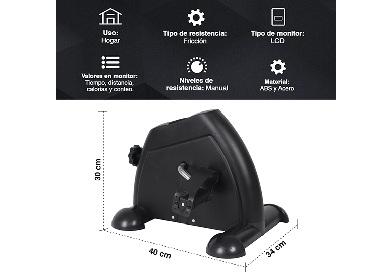 PEDALERA ATLETIS 1630350 FIT T1.2 VOLANTE ROTACIÓN 1KG NEGRO - 3