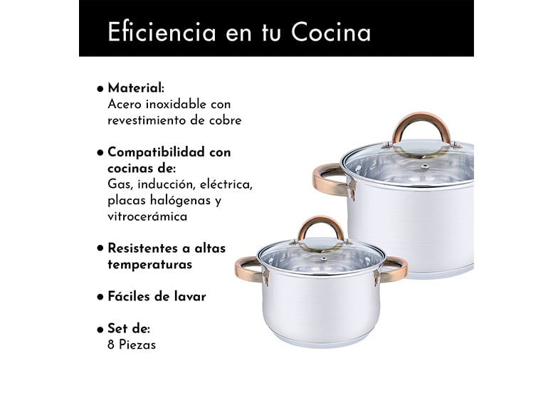SET BATERÍAS 8 PIEZAS ACERO INOXIDABLE BERLÍN GRIS - 4