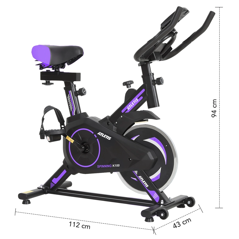 BICICLETA SPINNING ATLETIS 1639850 CAPACIDAD 100 KG MORADO - 6