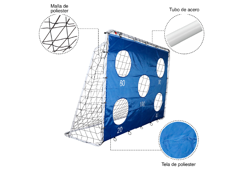 ARCO DE FÚTBOL MAX MAGIC AZUL 3 EN 1 CON OBJETIVOS 213CM - 4