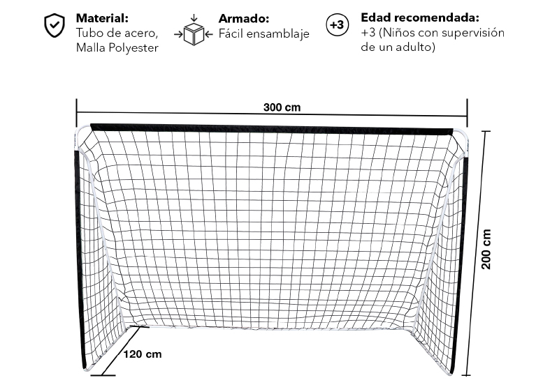 ARCO DE FÚTBOL MAX MAGIC NEGRO 300X200CM - 3