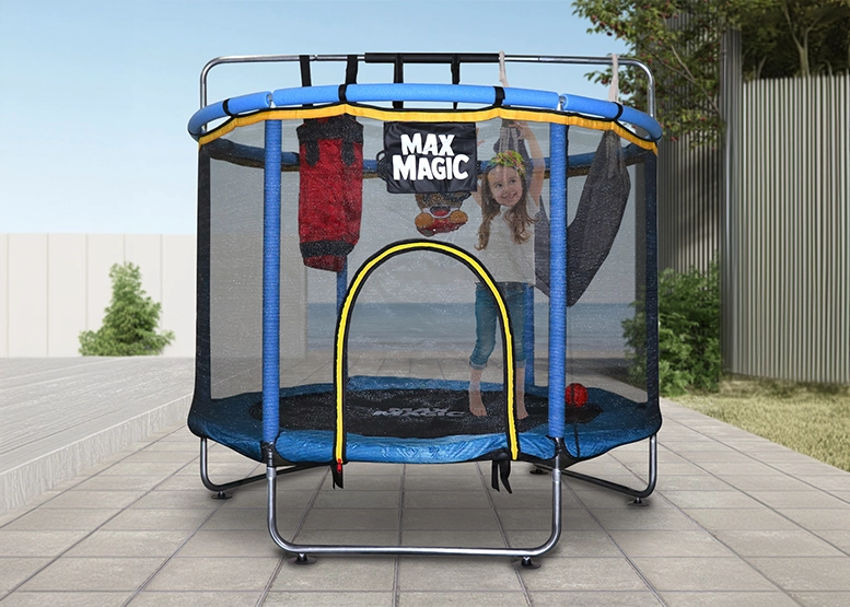 CAMA ELÁSTICA INFANTIL MAX MAGIC AZUL CON ACCESORIOS 150CM - 2