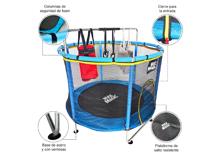 CAMA ELÁSTICA INFANTIL MAX MAGIC AZUL CON ACCESORIOS 150CM - 4