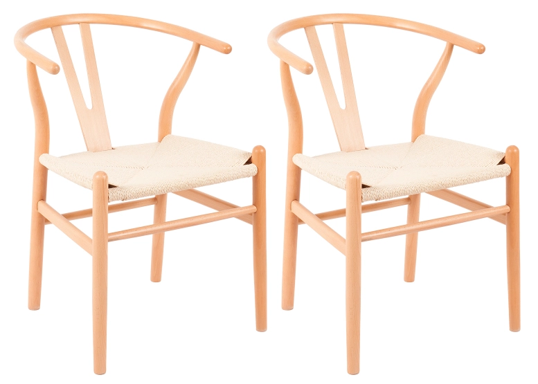 PACK 2 SILLAS COMEDOR NOVAHUS WISHBONE NATURAL BEIGE - 1