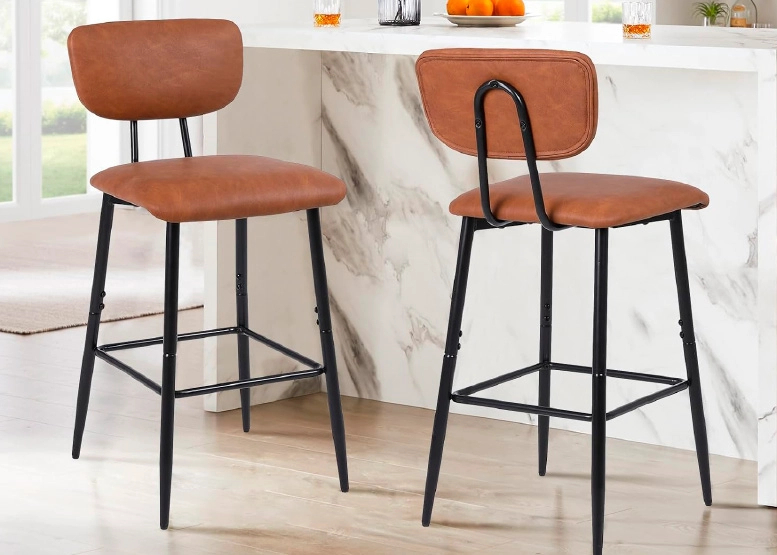 PACK NOVAHUS 57103 CAFE 2 PISOS DE BAR O COCINA MID-CENTURY CON RESPALDO MARRÓN - 2