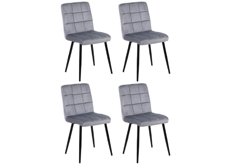 PACK NOVAHUS 57104 TERCIOPELO GRIS 4 SILLAS COMEDOR MODERNAS VELVET - 1