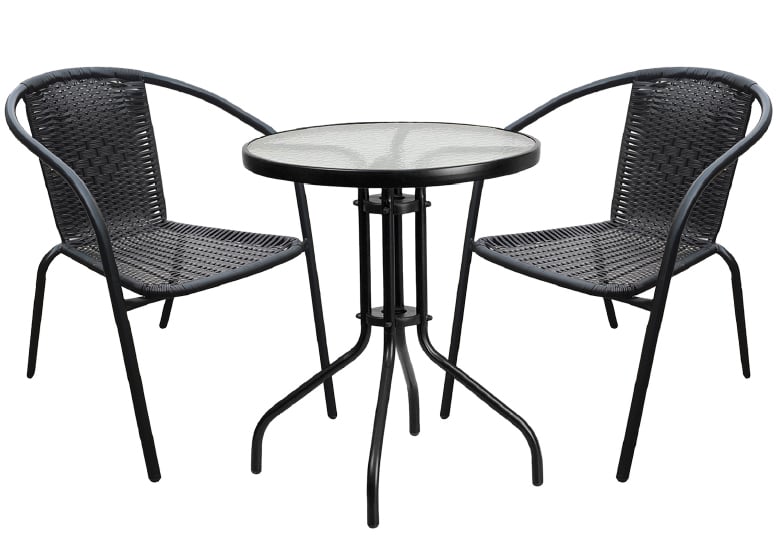 SET TERRAZA MACEIO 2 SILLAS  + MESA VIDRIO 70X60 CM NEGRO - 1