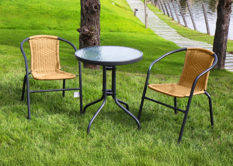 SET TERRAZA MACEIO 2 SILLAS + MESA VIDRIO 70X60 CM BEIGE - 2