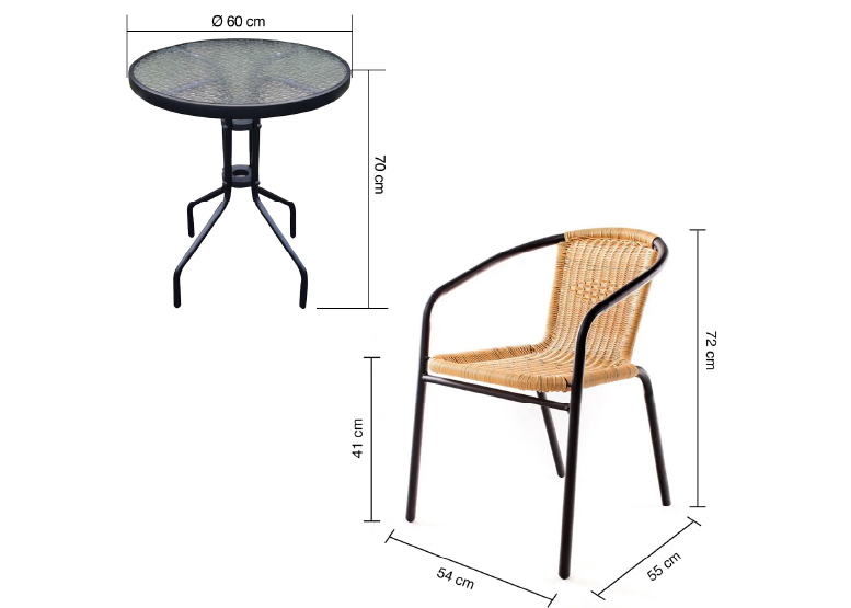 SET TERRAZA MACEIO 2 SILLAS + MESA VIDRIO 70X60 CM BEIGE - 8