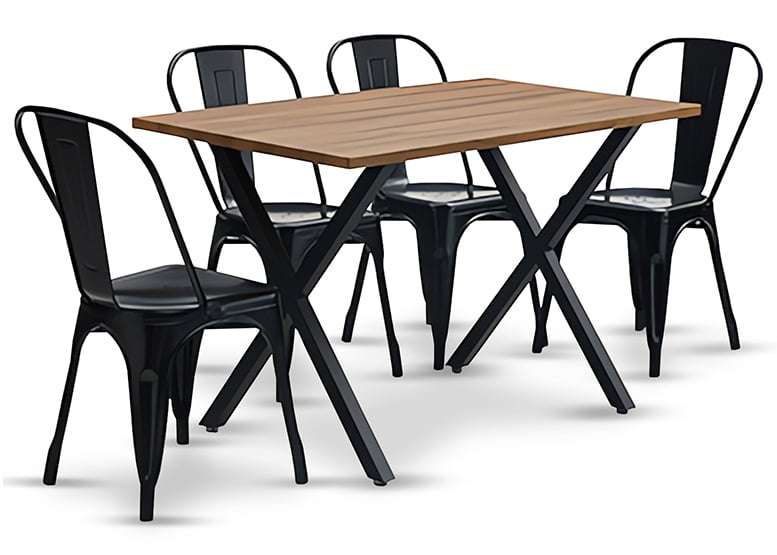 Comedor New Jersey 75x70x120 4 Sillas Tolix Industrial - 1