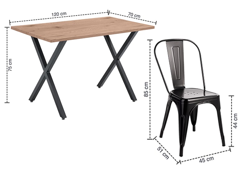 Comedor New Jersey 75x70x120 4 Sillas Tolix Industrial - 3
