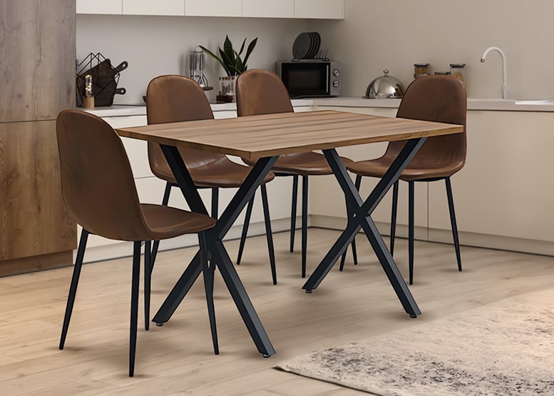 Comedor Hudson Mesa 75x70x120 4 Sillas Pu Café - 2
