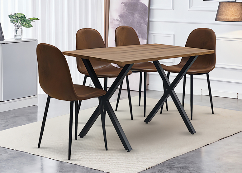 Comedor Hudson Mesa 75x70x120 4 Sillas Pu Café - 6