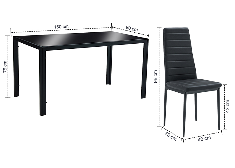 Comedor Mesa Vidrio 75x80x150 6 Sillas Pu Negro - 3