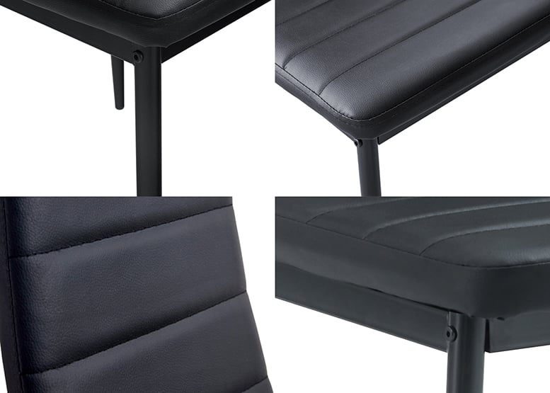 Comedor Mesa Vidrio 75x80x150 6 Sillas Pu Negro - 5