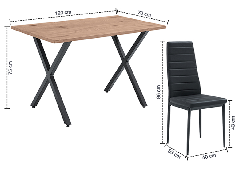 Comedor Bristol Mesa Vidrio 70x75x120 4 Sillas PU Negro - 3