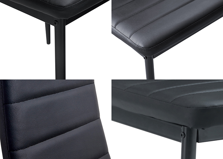 Comedor Bristol Mesa Vidrio 70x75x120 4 Sillas PU Negro - 5