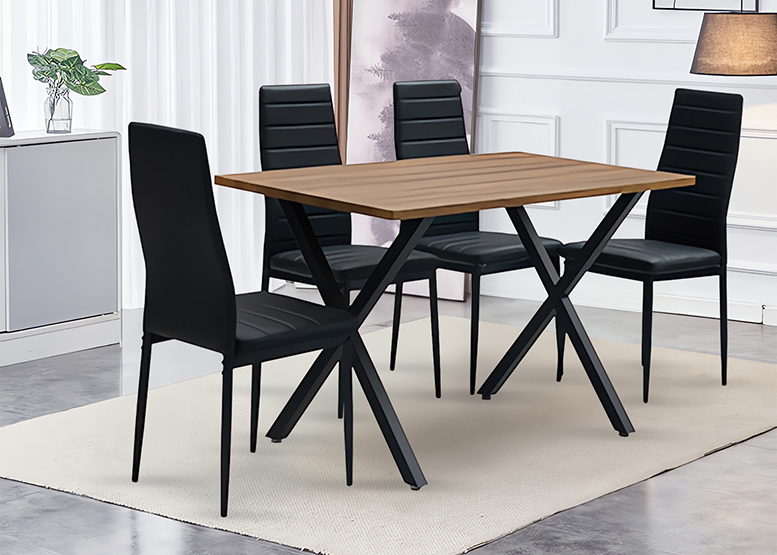 Comedor Bristol Mesa Vidrio 70x75x120 4 Sillas PU Negro - 6