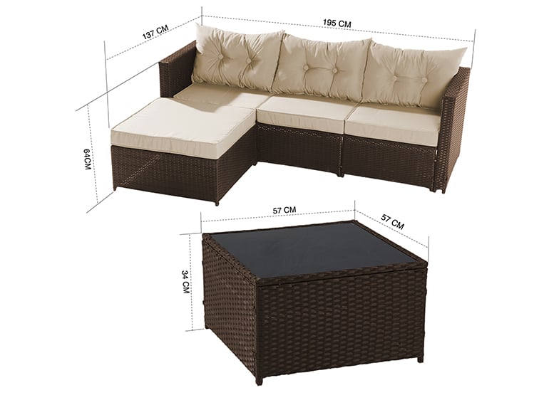 SECCIONAL INTERCAMBIABLE 3 CUERPOS TERRAZA SOFA + MESA CAFÉ - 8
