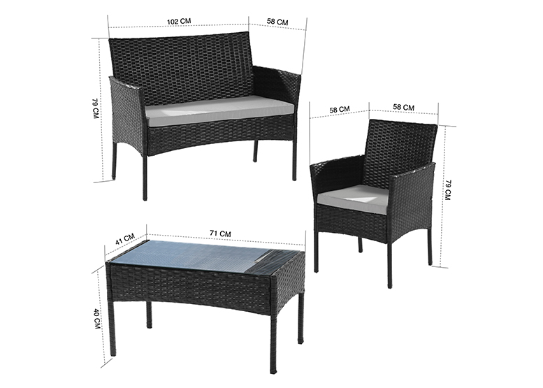 SET TERRAZA 4 PIEZAS POSITANO ECO NEGRO - 8