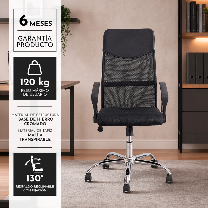 Silla Escritorio Malla Reclinable Autonomy Negra - 3