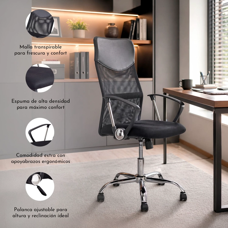 Silla Escritorio Malla Reclinable Autonomy Negra - 5