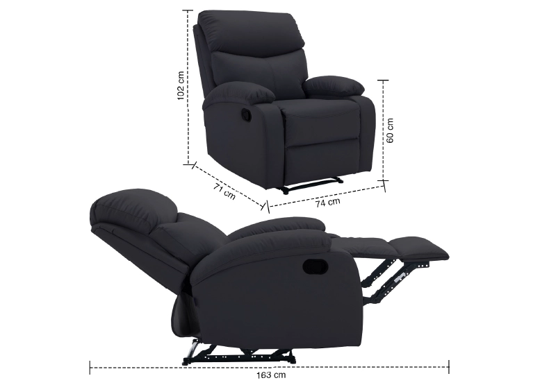 BERGER RECLINABLE MILAN PU NEGRO - 3