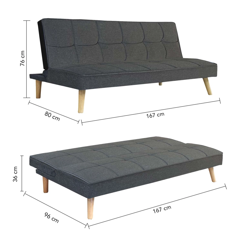 Futón Foster Gris Oscuro 167x76x80 cm - 8