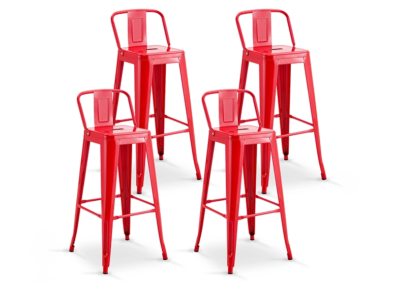 PACK DE 4 SILLA ALTA METAL ROJO - 1