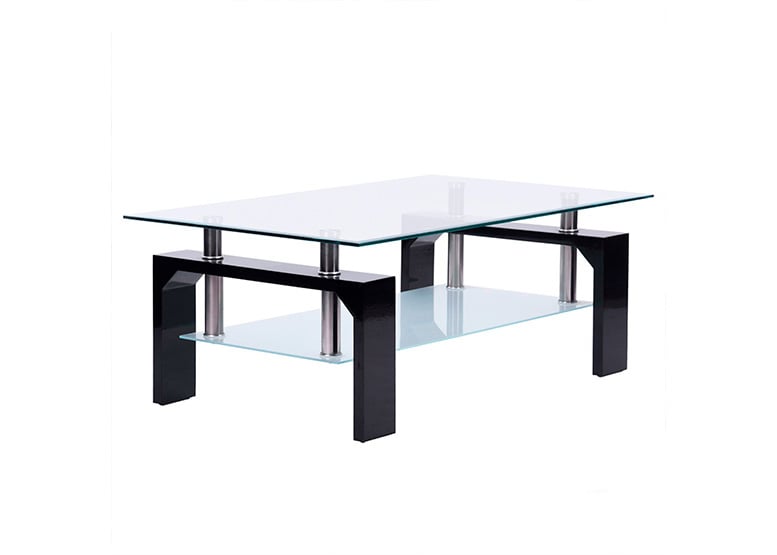 MESA DE CENTRO DE MDF Y VIDRIO NEGRO - 1