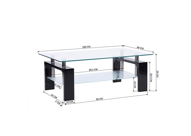 MESA DE CENTRO DE MDF Y VIDRIO NEGRO - 3