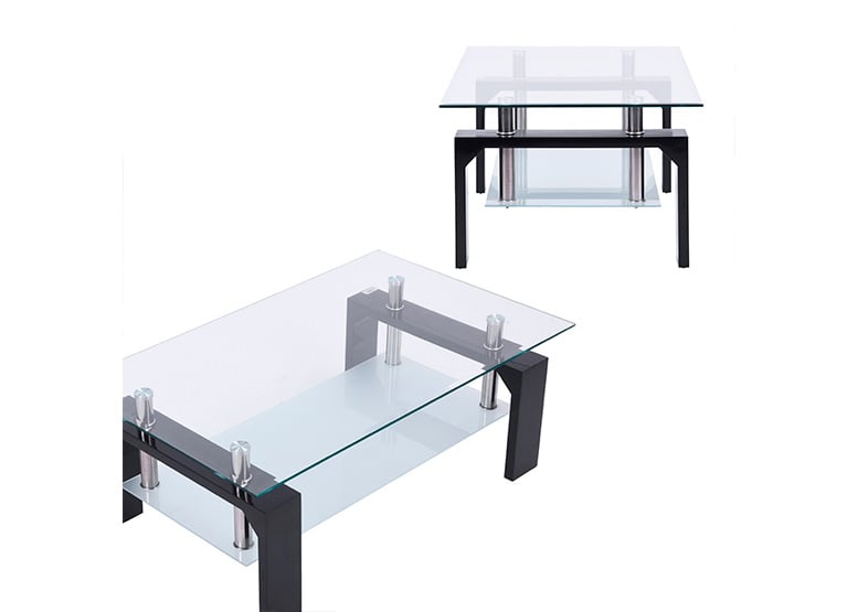 MESA DE CENTRO DE MDF Y VIDRIO NEGRO - 4