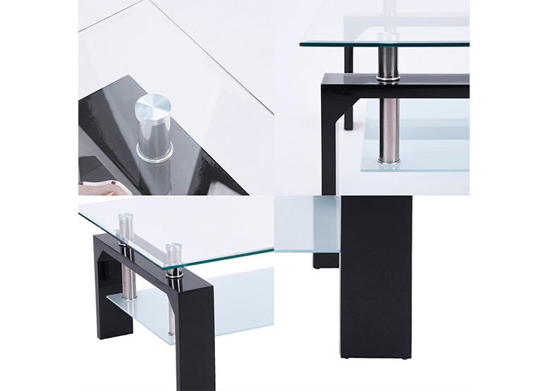 MESA DE CENTRO DE MDF Y VIDRIO NEGRO - 5