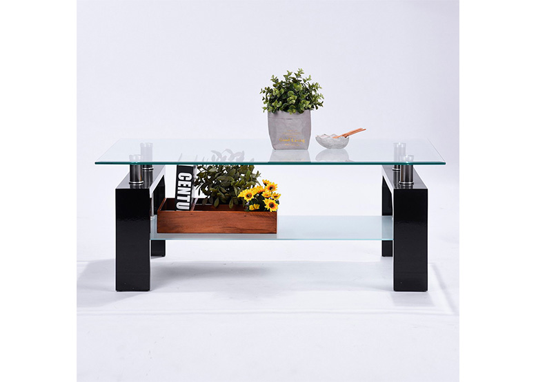 MESA DE CENTRO DE MDF Y VIDRIO NEGRO - 6