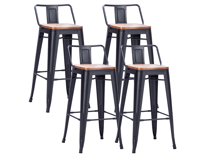 PACK 4 PISOS BAR TOLIX ASIENTO MADERA NEGRO - 1
