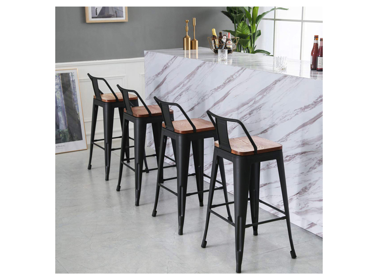 PACK 4 PISOS BAR TOLIX ASIENTO MADERA NEGRO - 2