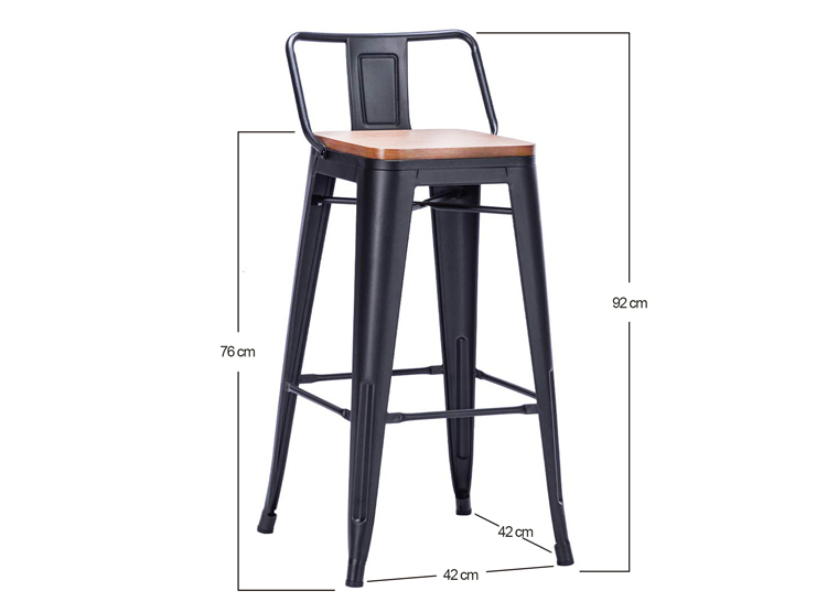 PACK 4 PISOS BAR TOLIX ASIENTO MADERA NEGRO - 3