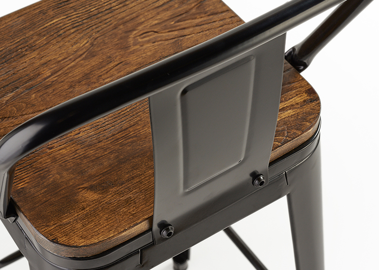 PACK 4 PISOS BAR TOLIX ASIENTO MADERA NEGRO - 6
