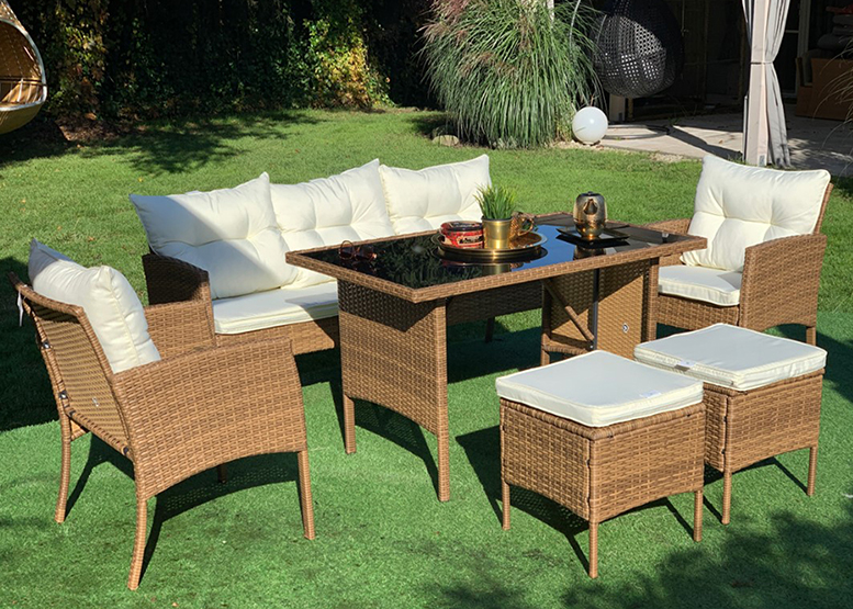 JUEGO DE COMEDOR TERRAZA 7 PERSONAS TOSCANA PE CAFÉ - 1