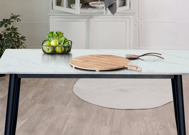 MESA COMEDOR ESTILO MARMOL BLANCO 73X121X72 CM - 2