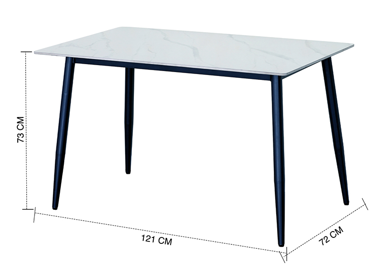 MESA COMEDOR ESTILO MARMOL BLANCO 73X121X72 CM - 3