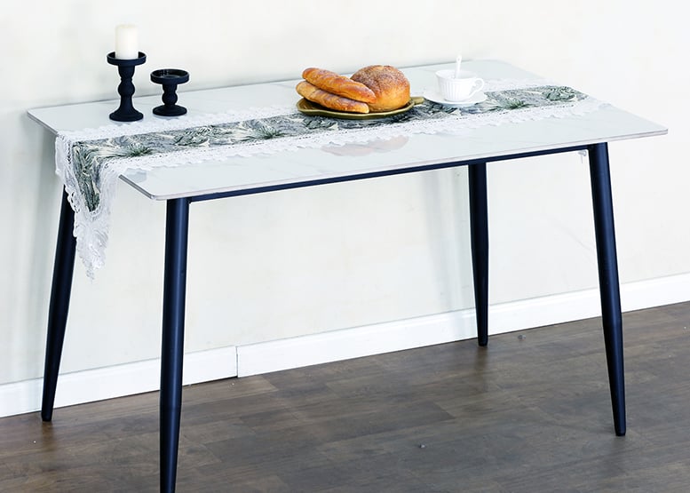 MESA COMEDOR ESTILO MARMOL BLANCO 73X121X72 CM - 6