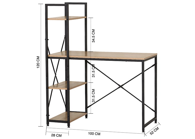 ESCRITORIO INDUSTRIAL IRON CON REPISAS 120X100X52 CM - 3