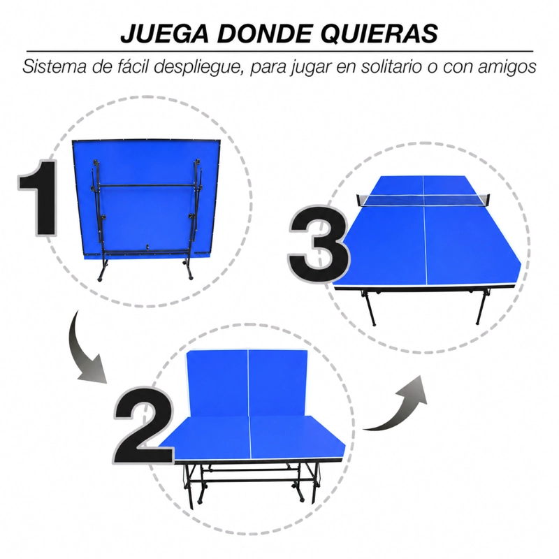 Mesa de Ping Pong Plegable Avanzada Azul - 5