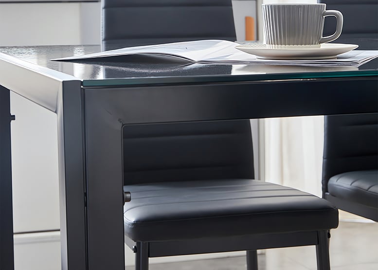 Mesa de Comedor Vidrio Negro 150x80x75cm - 2