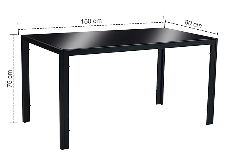 Mesa de Comedor Vidrio Negro 150x80x75cm - 3