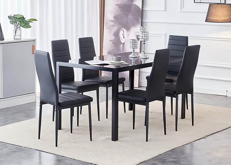 Mesa de Comedor Vidrio Negro 150x80x75cm - 6