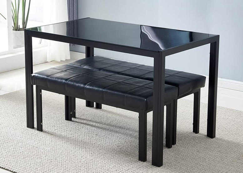 MESA DE COMEDOR VIDRIO NEGRO 120X80X75CM - 2